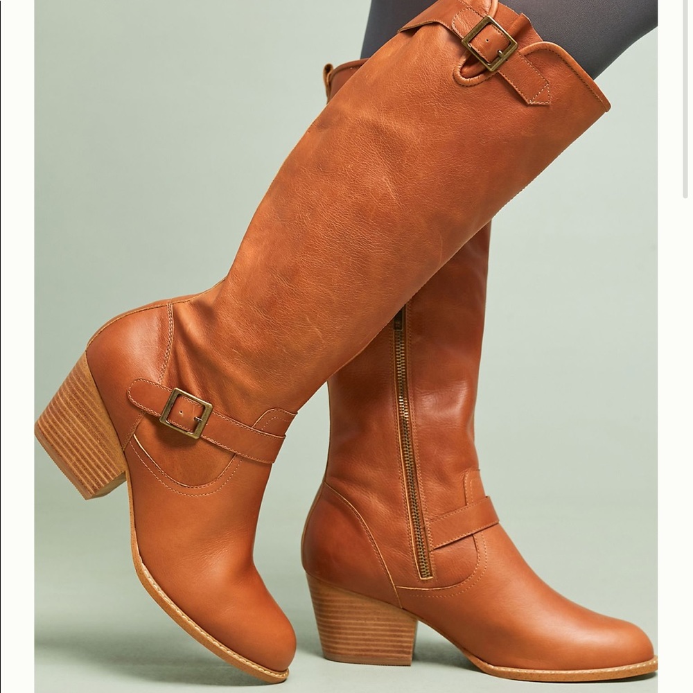 Anthropologie Buckled Riding Boots